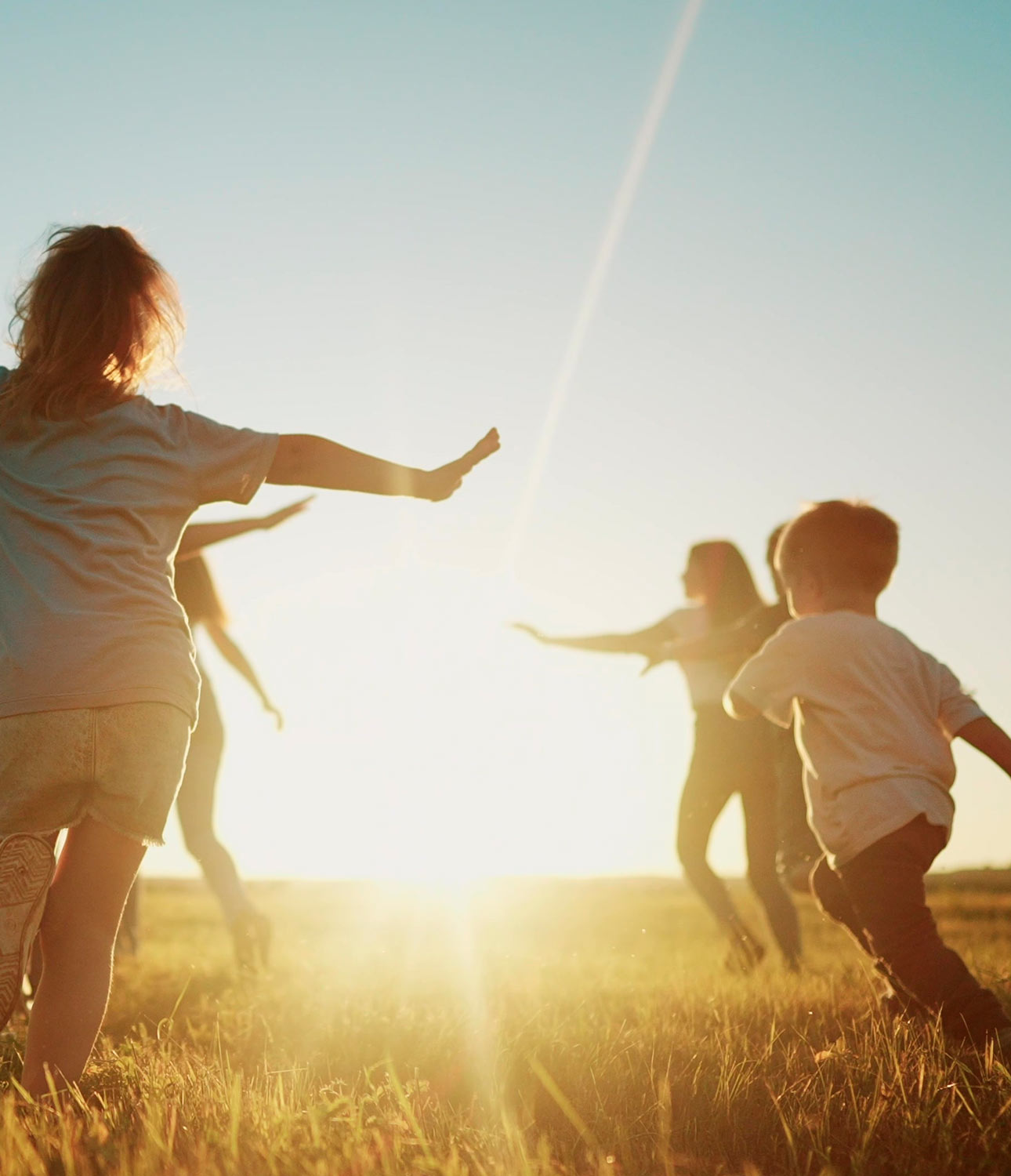 field with children running
