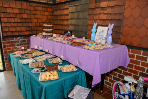 Array of donated homemade cookies displayed on the Cooke Table at the 2026 EHFAR Fundraiser, For the Love of Perry Kids