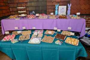 Array of donated homemade cookies displayed on the Cooke Table at the 2026 EHFAR Fundraiser, For the Love of Perry Kids