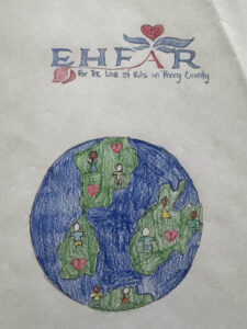 Youth artist's rendering of the message 'For the Love of Perry Kids'