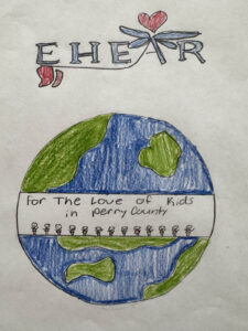 Youth artist's rendering of the message 'For the Love of Perry Kids'