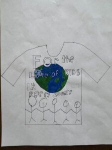 Youth artist's rendering of the message 'For the Love of Perry Kids'