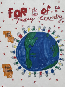 Youth artist's rendering of the message 'For the Love of Perry Kids'