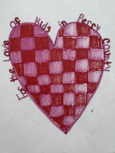 Youth artist's rendering of the message 'For the Love of Perry Kids'