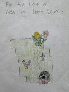 Youth artist's rendering of the message 'For the Love of Perry Kids'