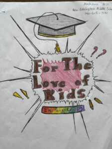 Youth artist's rendering of the message 'For the Love of Perry Kids'