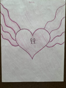 Youth artist's rendering of the message 'For the Love of Perry Kids'