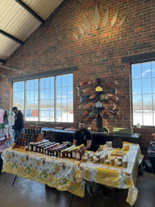 Local honey maker at the Ludowici Farmers Market at the Factory of Ideas in New Lexington, Ohio.
