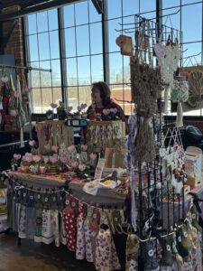 Local maker selling gifts and household goods at the Ludowici Farmers Market at the Factory of Ideas in New Lexington, Ohio.